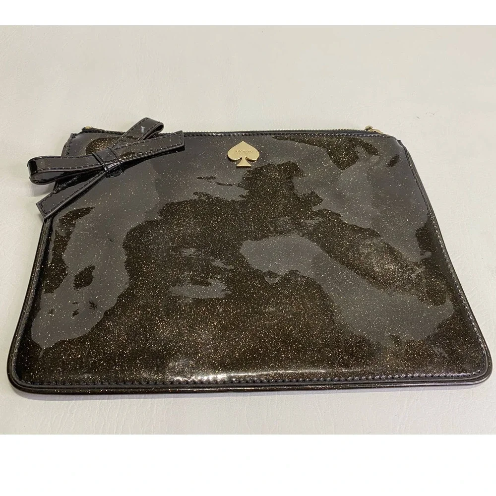 Kate Spade Glitter Clutch Brown/Gold Shoulder Bag - Picture 2 of 4